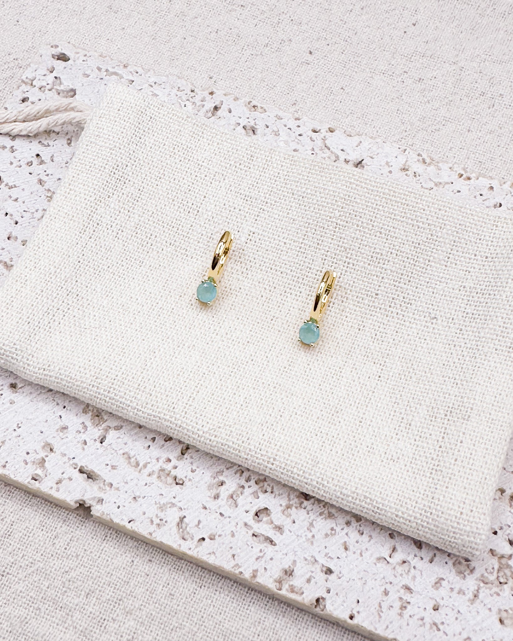Aqua Earrings Huggies