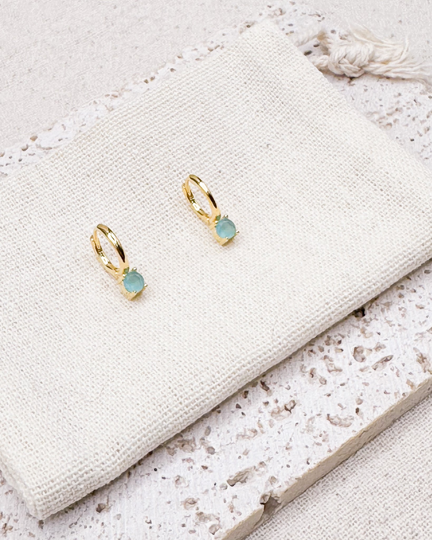 Aqua Earrings Huggies