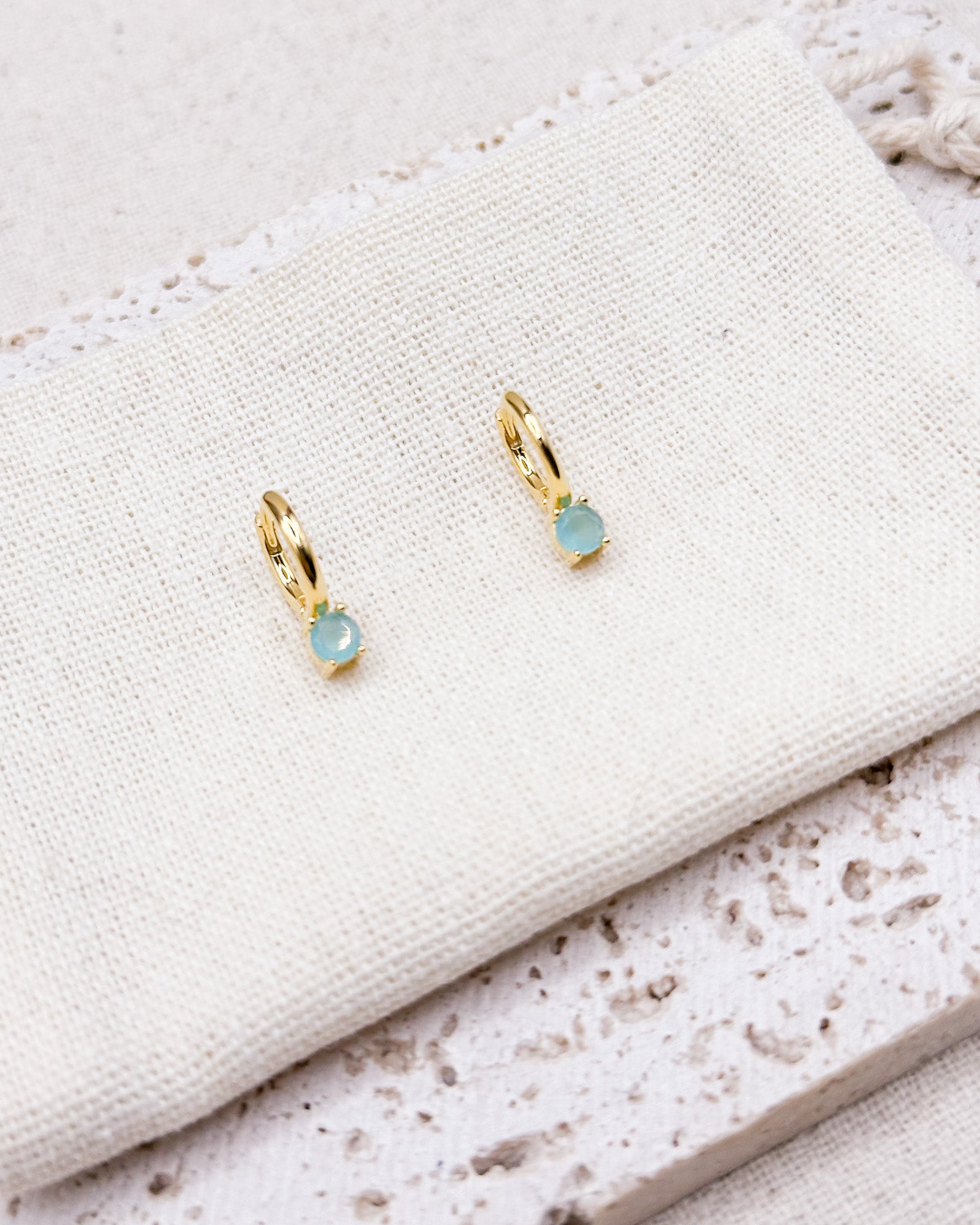 Aqua Earrings Huggies