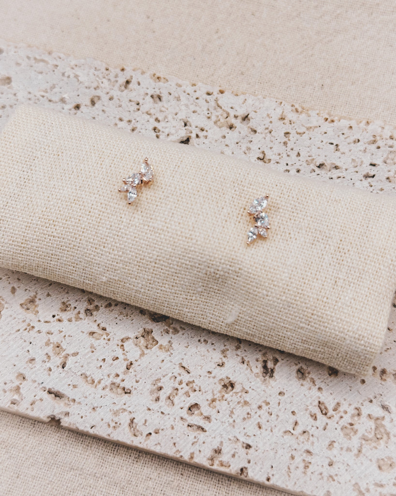 Star Dust Rose Gold Earrings Studs