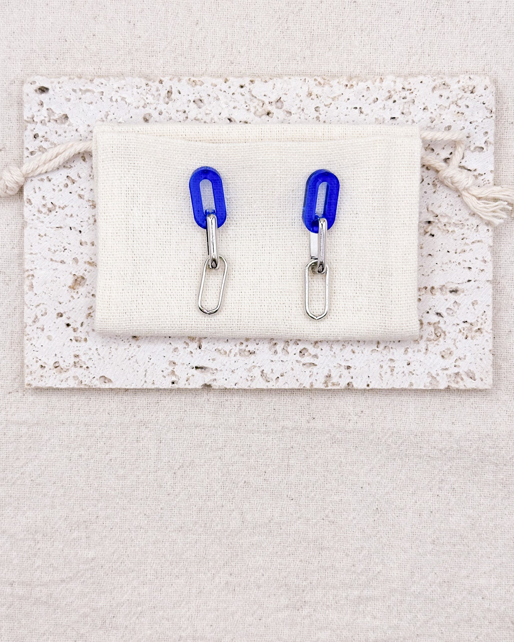 Lina Blue Silver Earrings Studs