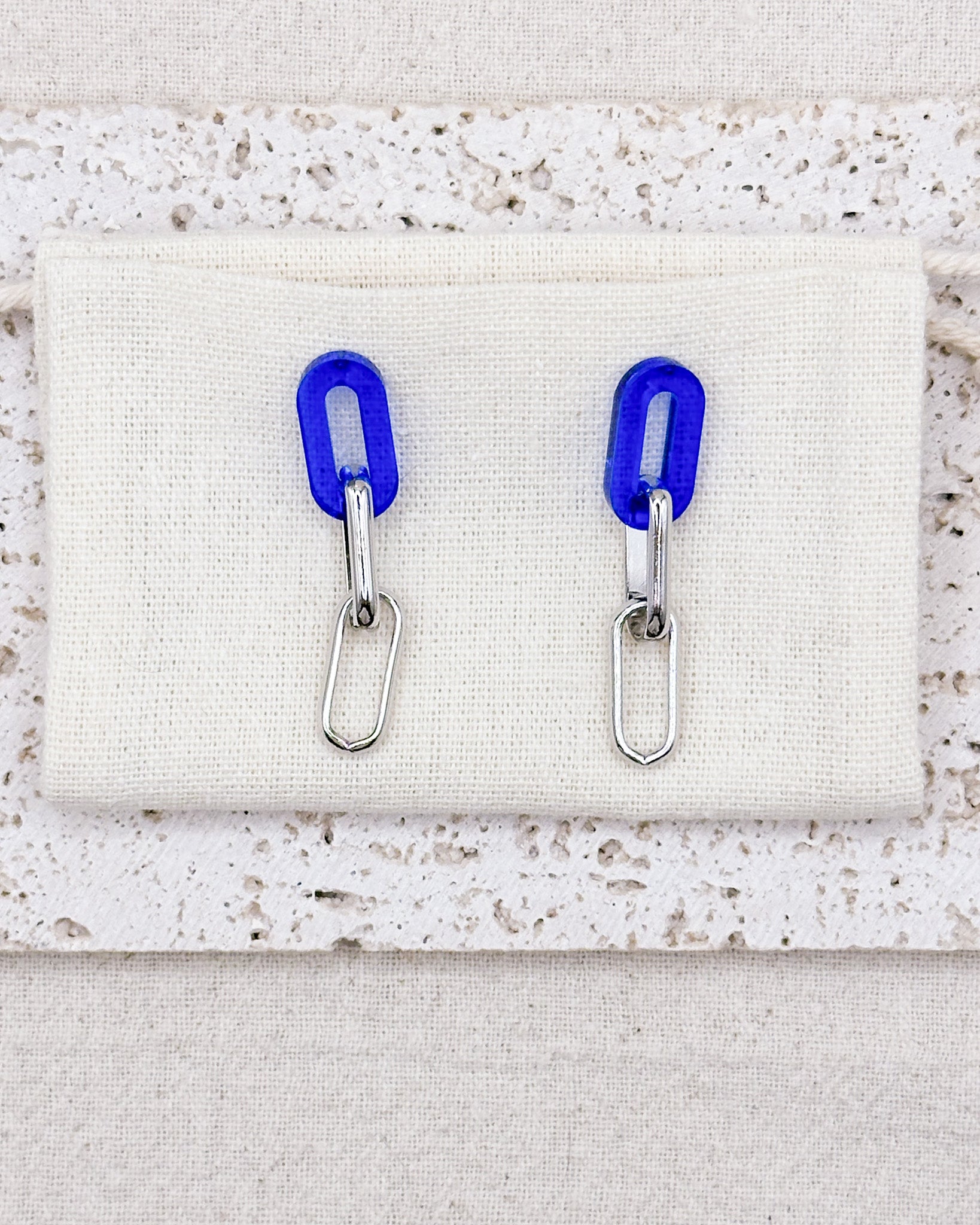 Lina Blue Silver Earrings Studs