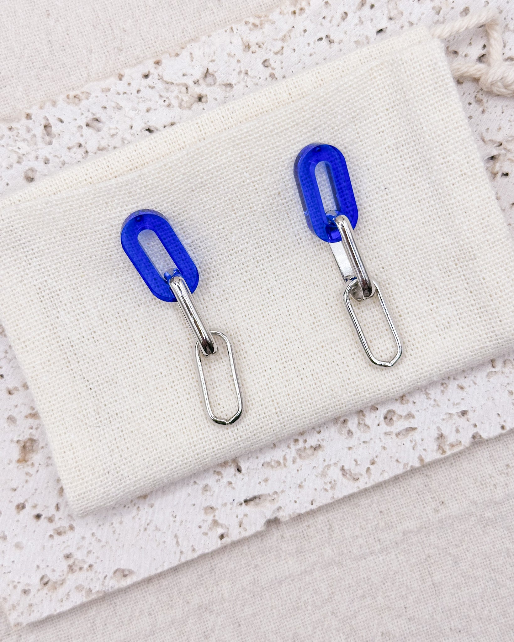 Lina Blue Silver Earrings Studs