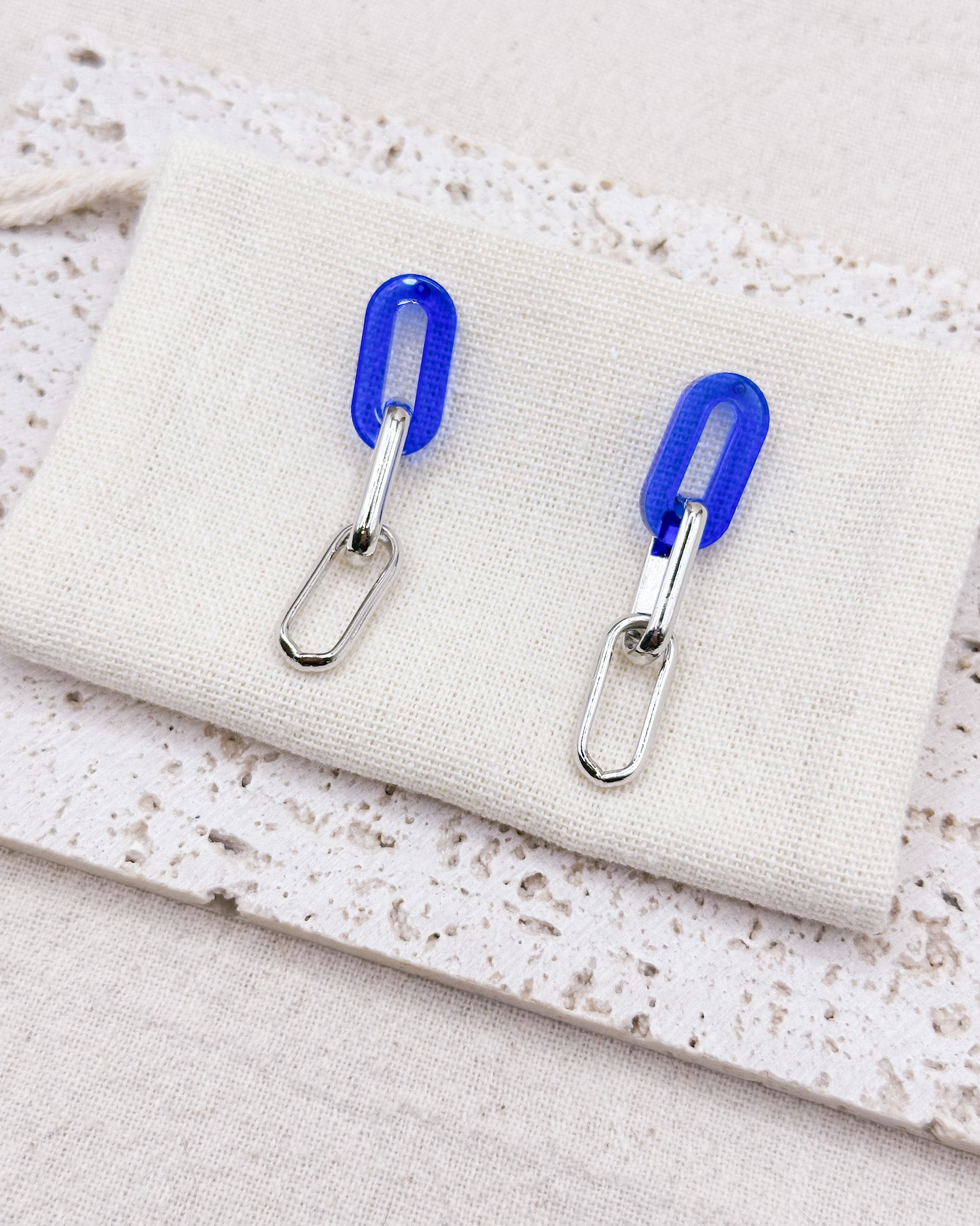 Lina Blue Silver Earrings Studs
