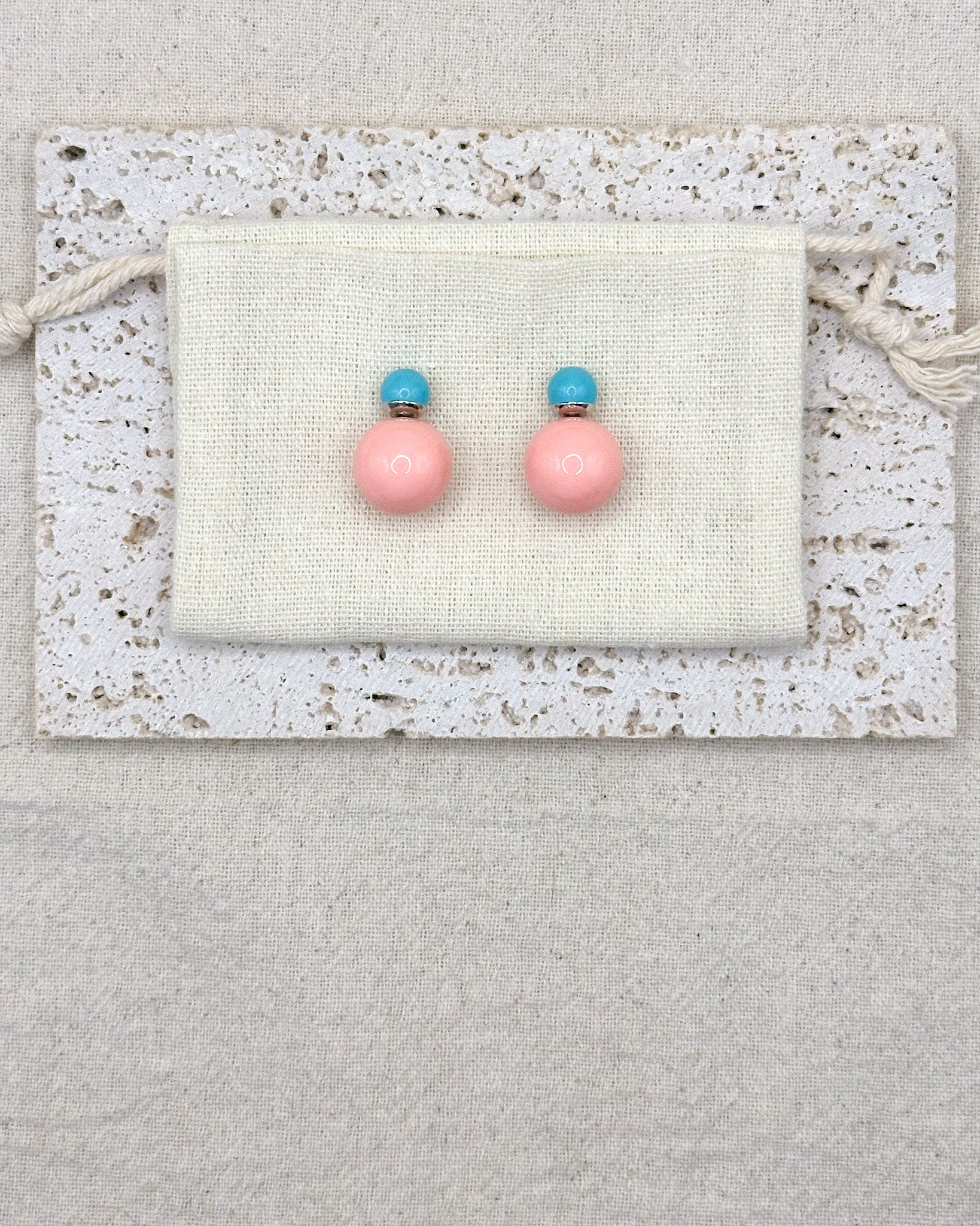 Ora Green Pink Earrings Studs