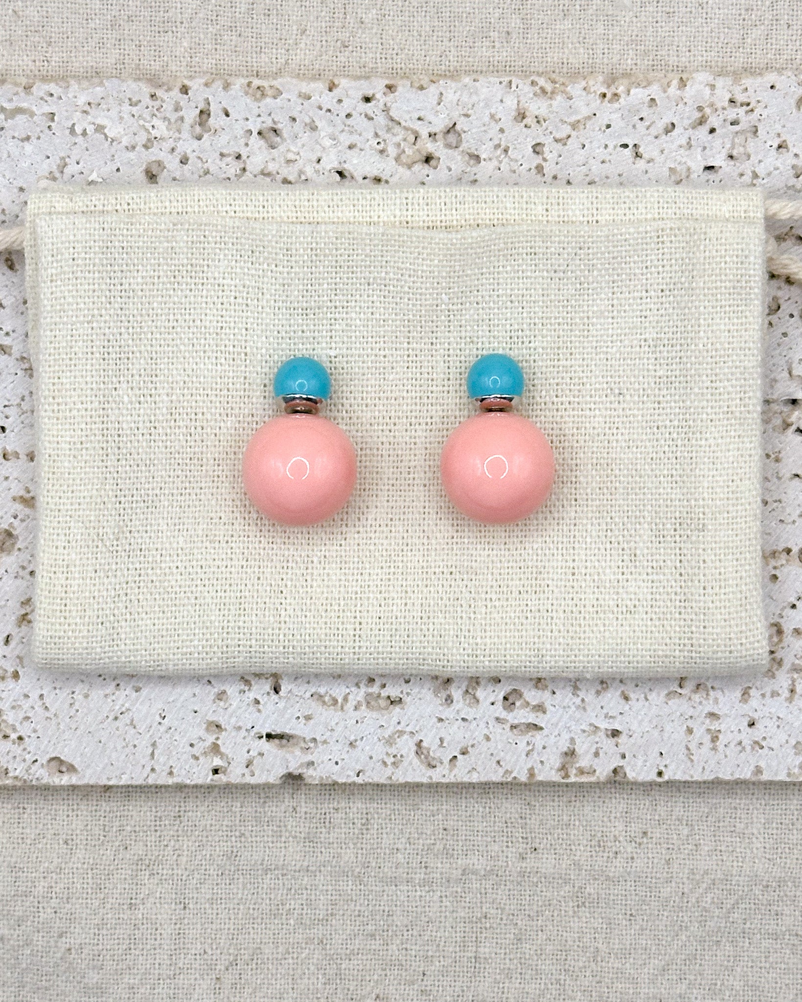 Ora Green Pink Earrings Studs
