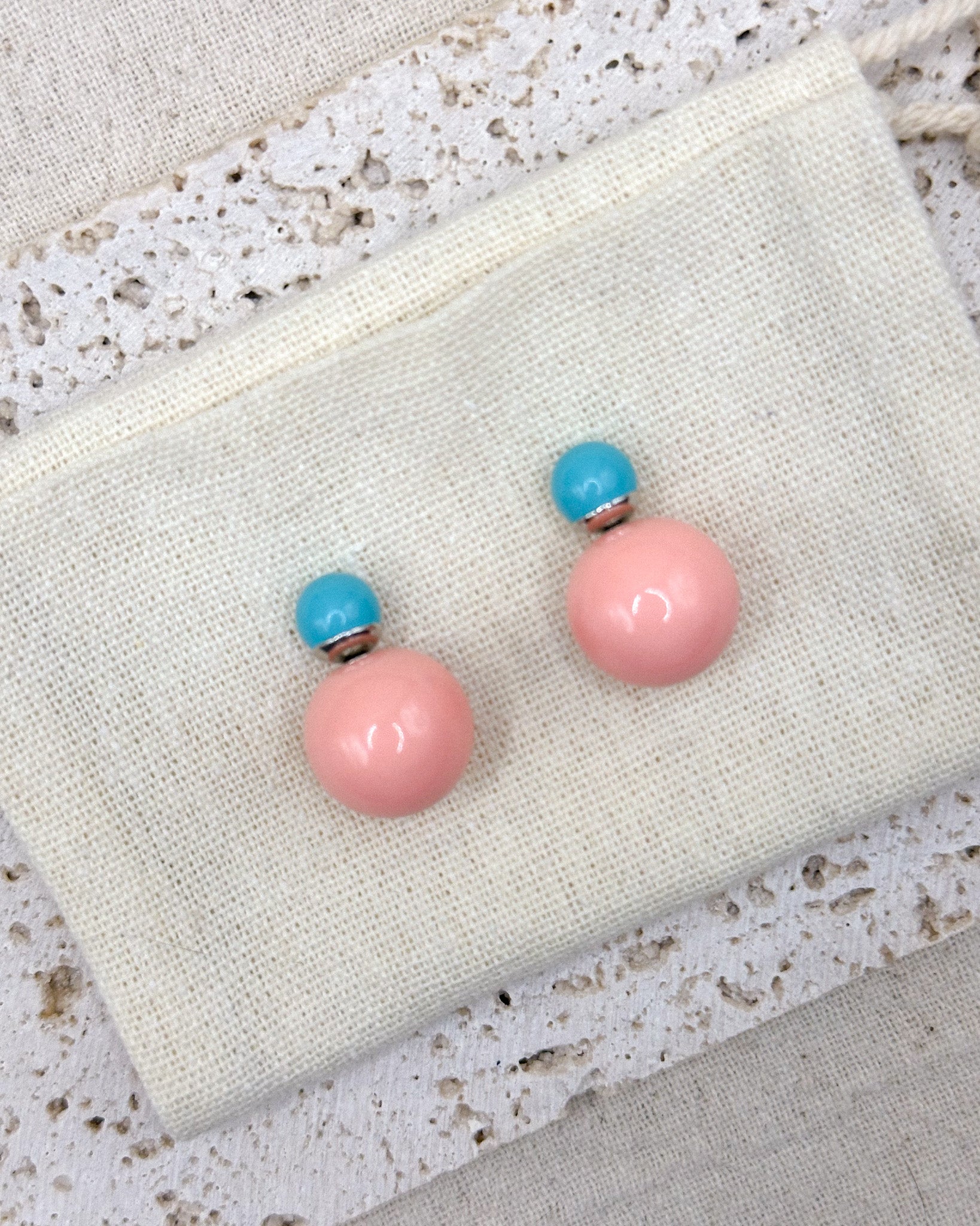 Ora Green Pink Earrings Studs
