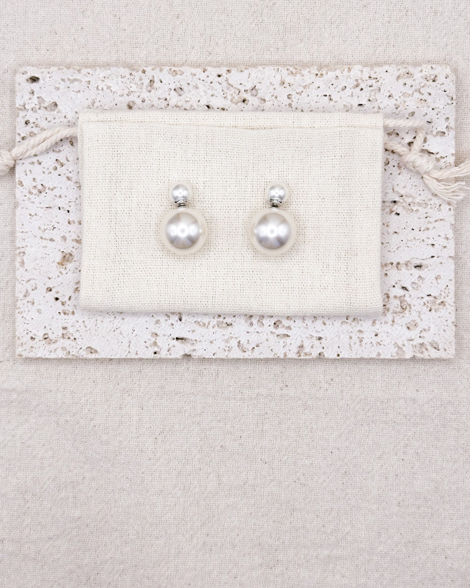 Ora White Earrings Studs